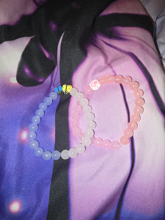 Ladybug & Paw Print Bracelet Duo