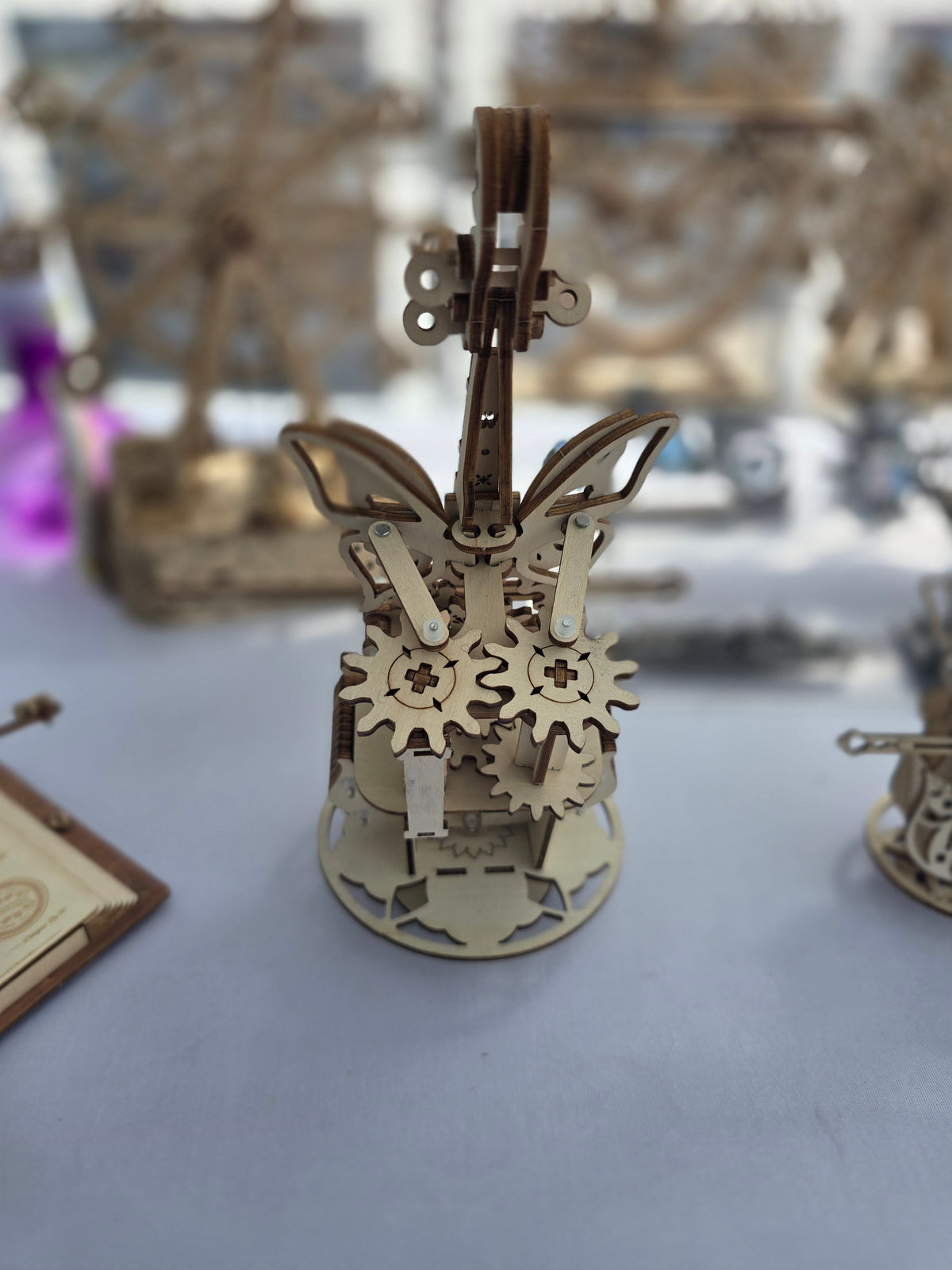 3D Wooden Butterfly Cello Puzzle Model w/Music Box, Fully Assembled