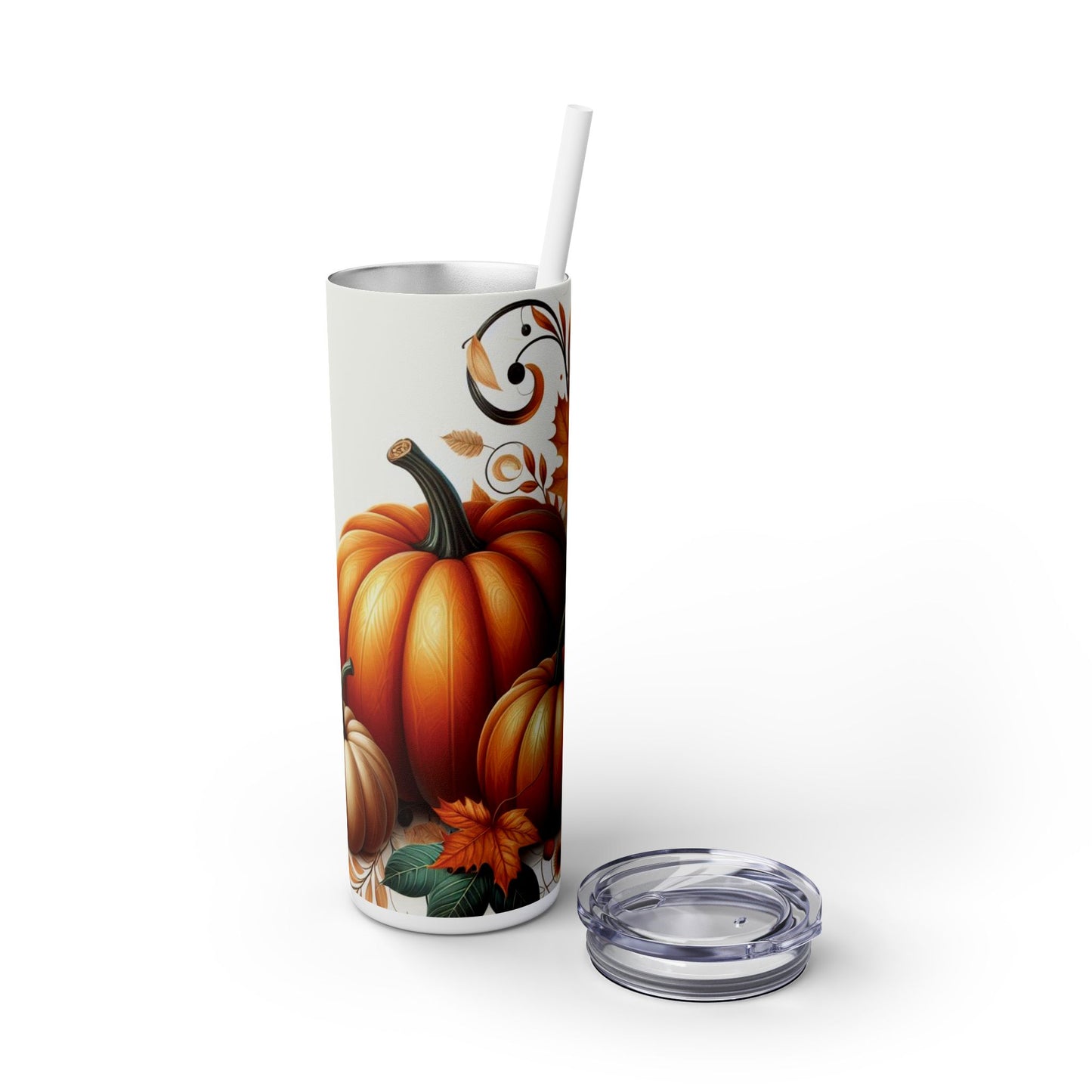 Fall Pumpkin Skinny Tumbler with Straw - 20oz - Perfect for Autumn Celebrations