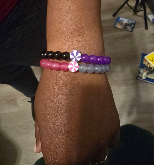 Candy Swirl Glass Bead Bracelet Set