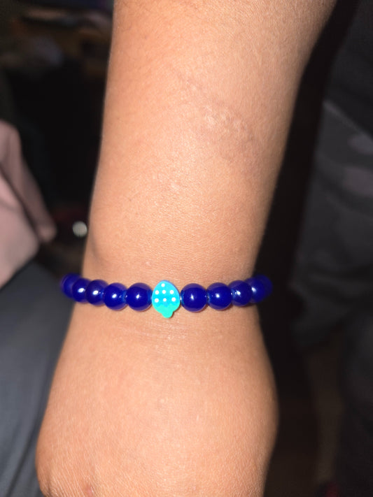 Strawberry Blue Glass Bead Bracelet