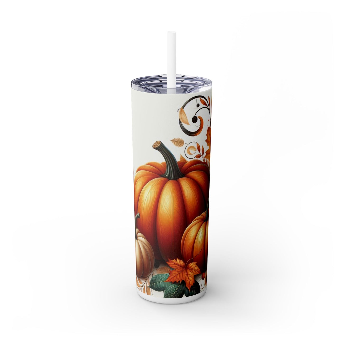 Fall Pumpkin Skinny Tumbler with Straw - 20oz - Perfect for Autumn Celebrations
