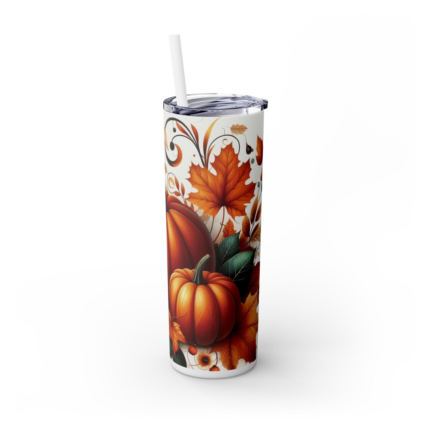 Fall Pumpkin Skinny Tumbler with Straw - 20oz - Perfect for Autumn Celebrations