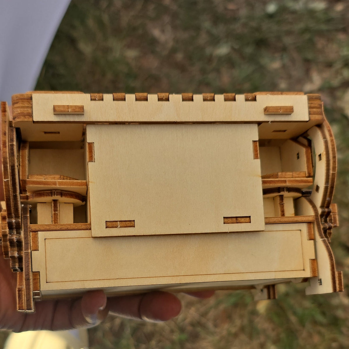 3D Wooden Jewelry Box Puzzle, Lidded Compartments, Fully Assembled Model