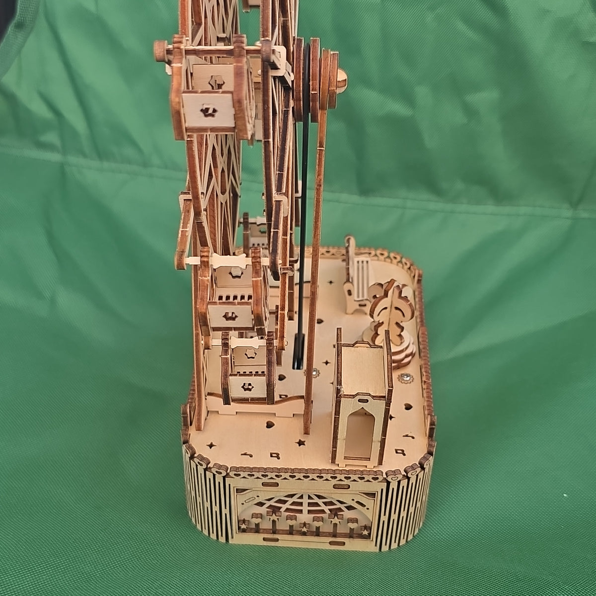 Wooden 3D Ferris Wheel Puzzle Model w/Music Box Style, Fully Assembled